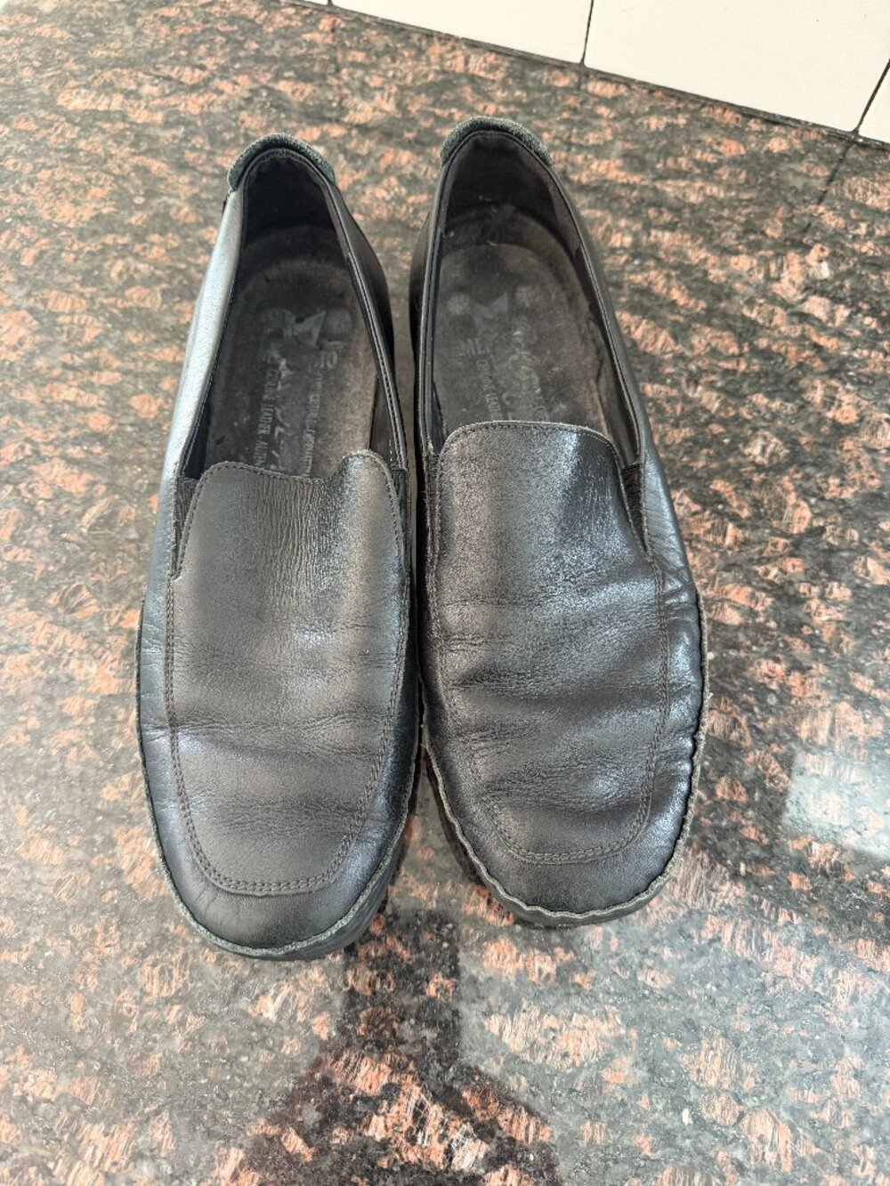 Used MEPHISTO Edlef Black Leather Gore Slip On Loafer Moccasins Shoes US 10.5